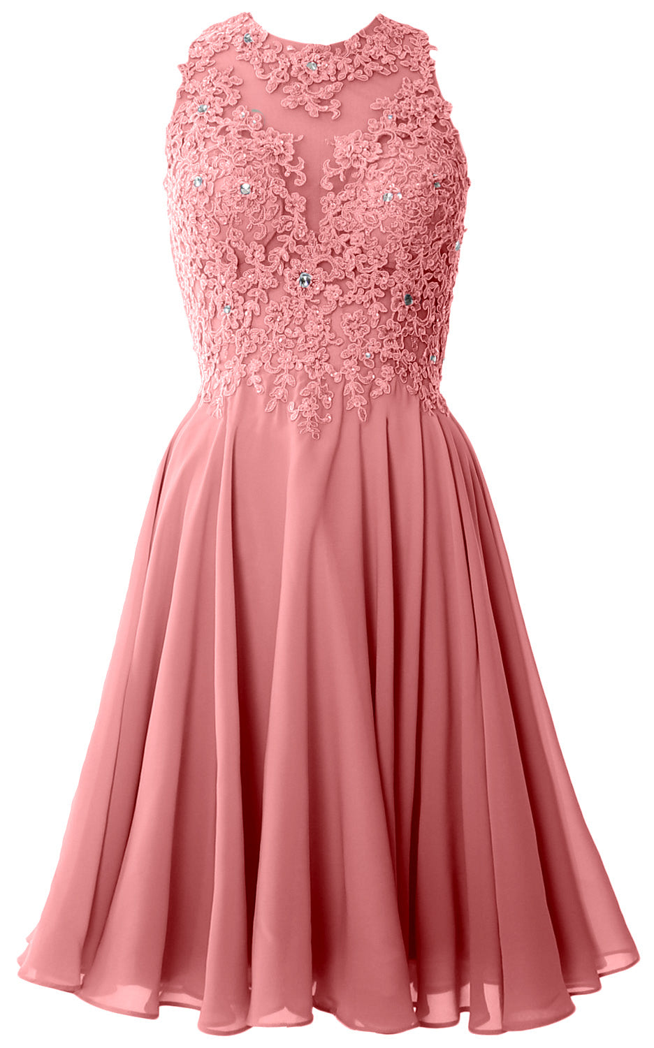 MACloth Damen Cocktailkleid mit hohem Halsausschnitt und Spitze, kurz, Abschlussball, Heimkehr, formelles Kleid