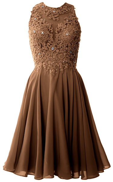 MACloth Women High Neck Lace Cocktail Dress Short Prom Homecoming Formal Gown