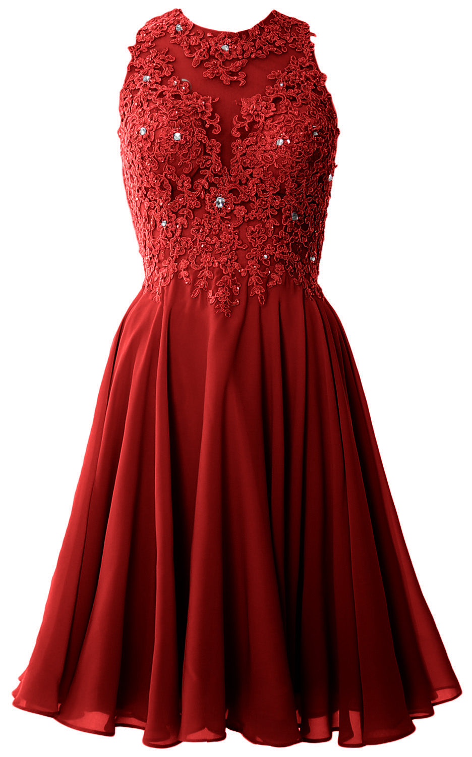 MACloth Damen Cocktailkleid mit hohem Halsausschnitt und Spitze, kurz, Abschlussball, Heimkehr, formelles Kleid