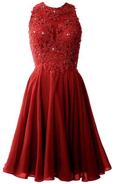 MACloth Women High Neck Lace Cocktail Dress Short Prom Homecoming Formal Gown