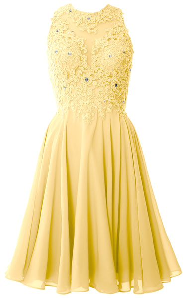 MACloth Women High Neck Lace Cocktail Dress Short Prom Homecoming Formal Gown