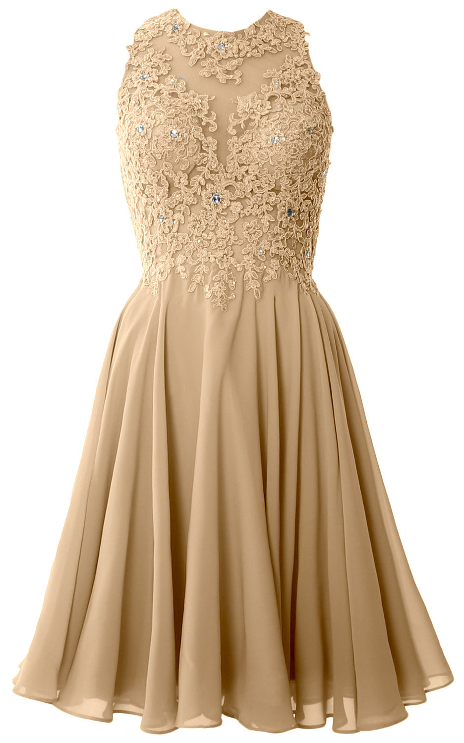 MACloth Damen Cocktailkleid mit hohem Halsausschnitt und Spitze, kurz, Abschlussball, Heimkehr, formelles Kleid