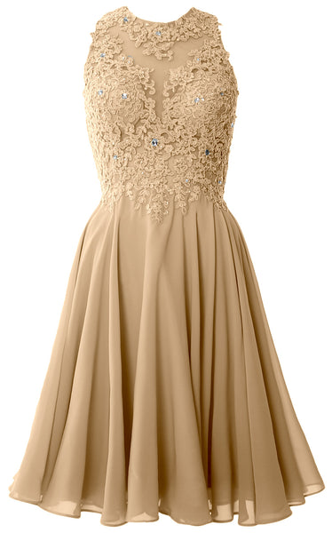 MACloth Women High Neck Lace Cocktail Dress Short Prom Homecoming Formal Gown