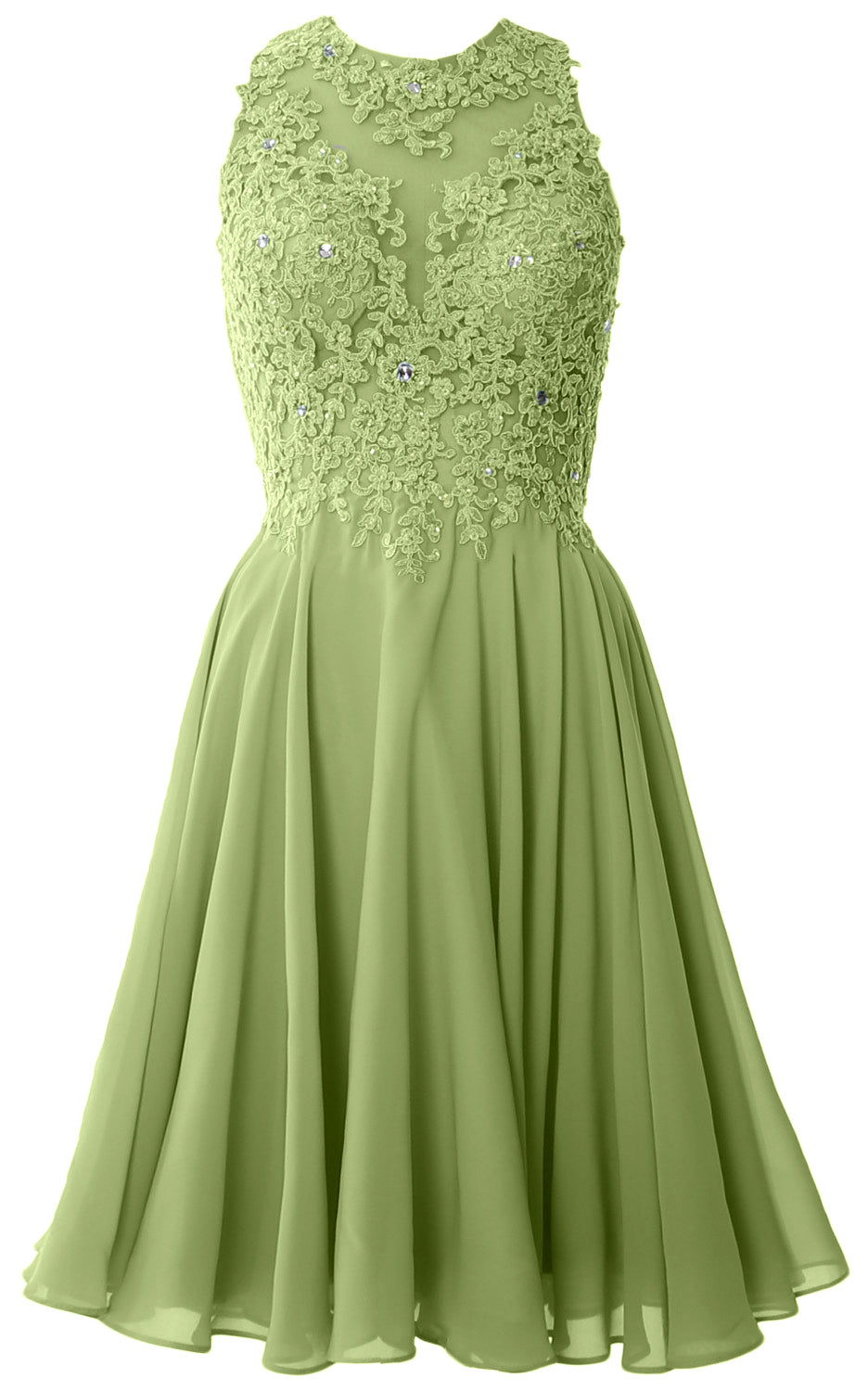 MACloth Damen Cocktailkleid mit hohem Halsausschnitt und Spitze, kurz, Abschlussball, Heimkehr, formelles Kleid