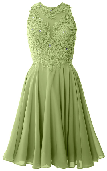 MACloth Women High Neck Lace Cocktail Dress Short Prom Homecoming Formal Gown