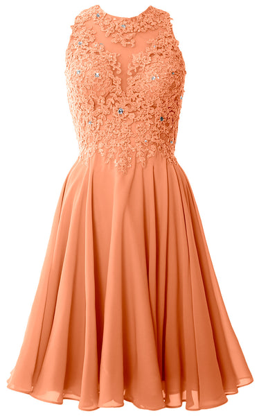 MACloth Women High Neck Lace Cocktail Dress Short Prom Homecoming Formal Gown
