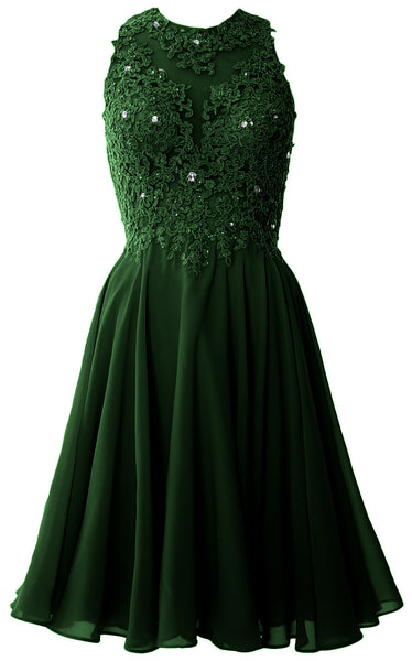 MACloth Women High Neck Lace Cocktail Dress Short Prom Homecoming Formal Gown