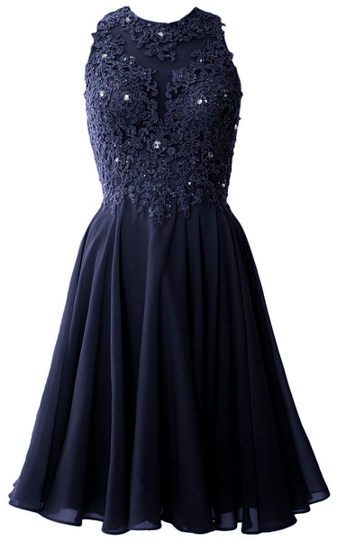 MACloth Women High Neck Lace Cocktail Dress Short Prom Homecoming Formal Gown