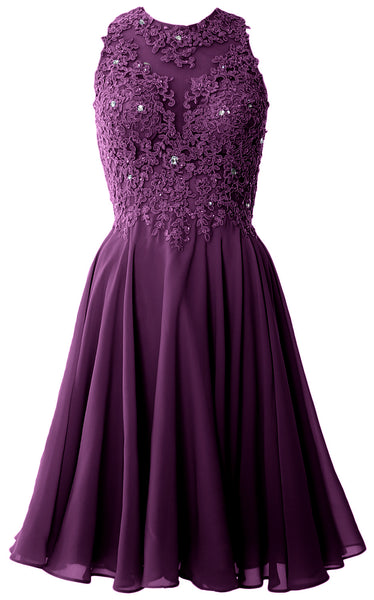 MACloth Women High Neck Lace Cocktail Dress Short Prom Homecoming Formal Gown