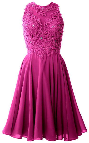MACloth Women High Neck Lace Cocktail Dress Short Prom Homecoming Formal Gown