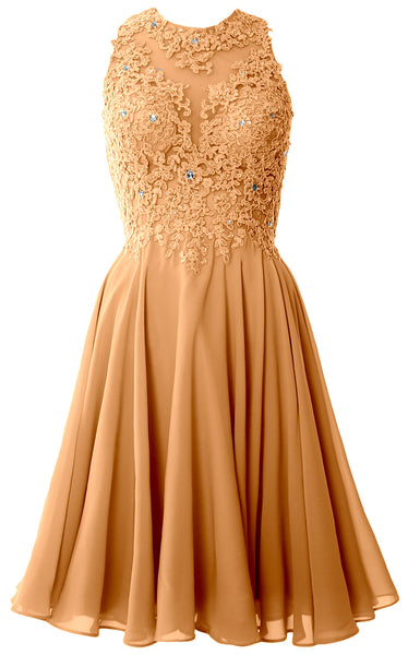 MACloth Women High Neck Lace Cocktail Dress Short Prom Homecoming Formal Gown