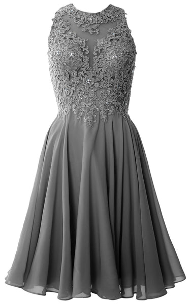 MACloth Women High Neck Lace Cocktail Dress Short Prom Homecoming Formal Gown