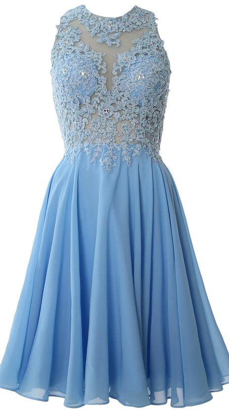 MACloth Women High Neck Lace Cocktail Dress Short Prom Homecoming Formal Gown