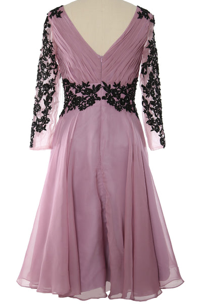 MACloth Women Evening Formal Gown V Neck Long Sleeve Mother of The Brides Dress