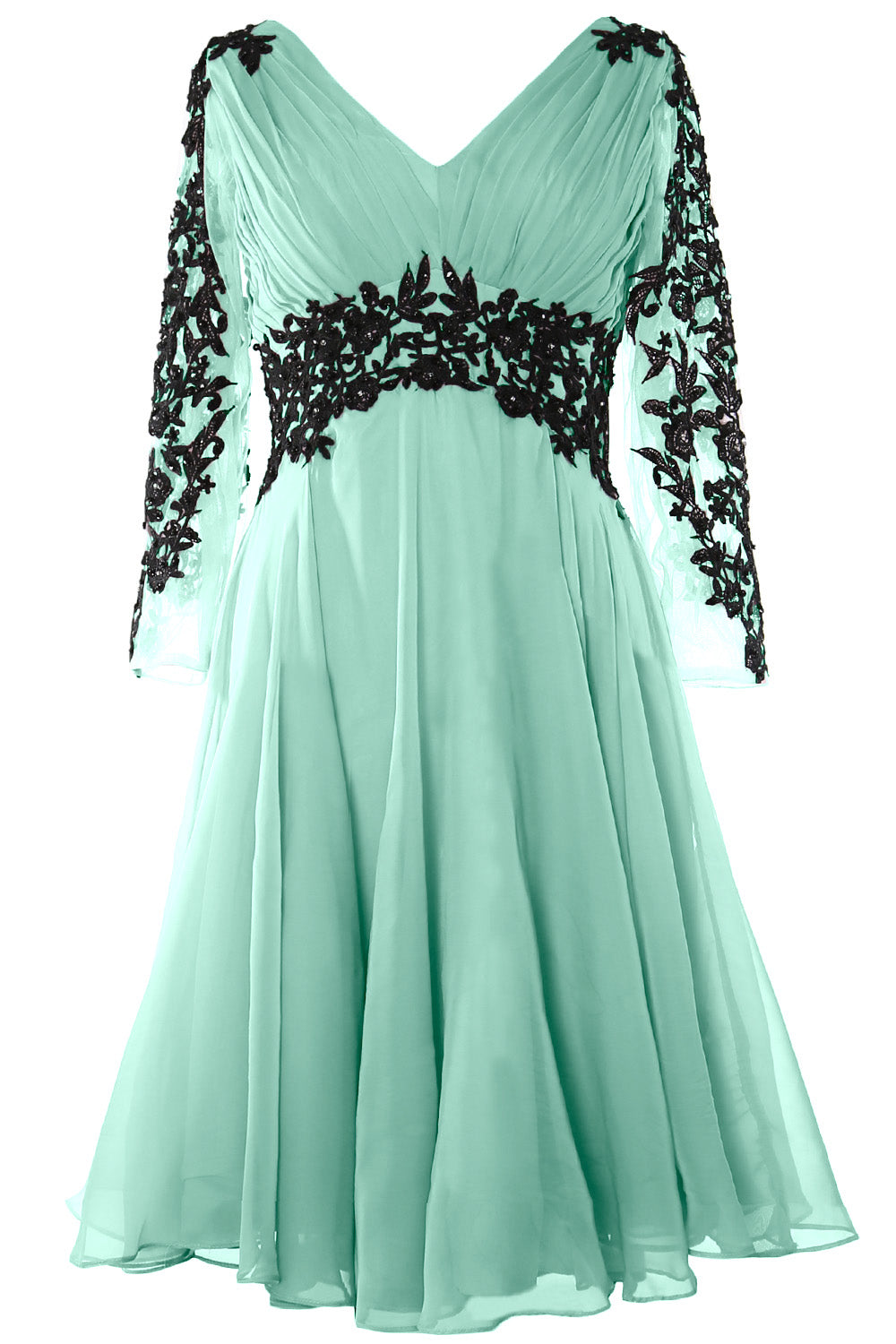 Vestido de noche formal para mujer de MACloth, escote en V, manga larga, vestido para madre de la novia