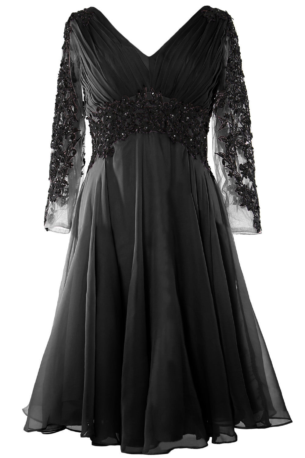 Vestido de noche formal para mujer de MACloth, escote en V, manga larga, vestido para madre de la novia