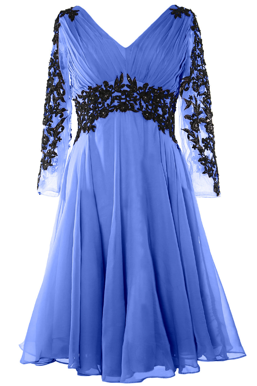 Vestido de noche formal para mujer de MACloth, escote en V, manga larga, vestido para madre de la novia