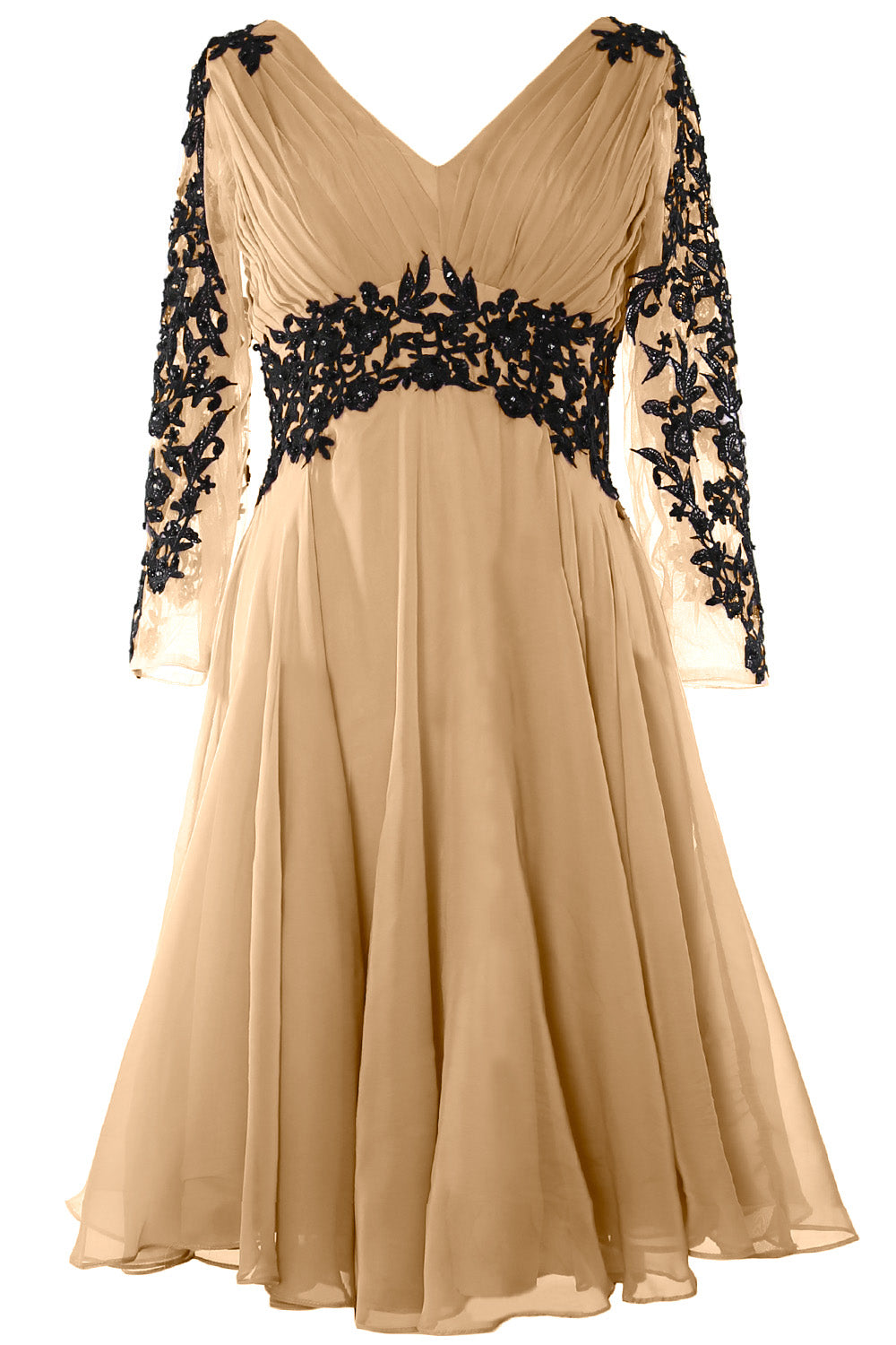 Vestido de noche formal para mujer de MACloth, escote en V, manga larga, vestido para madre de la novia