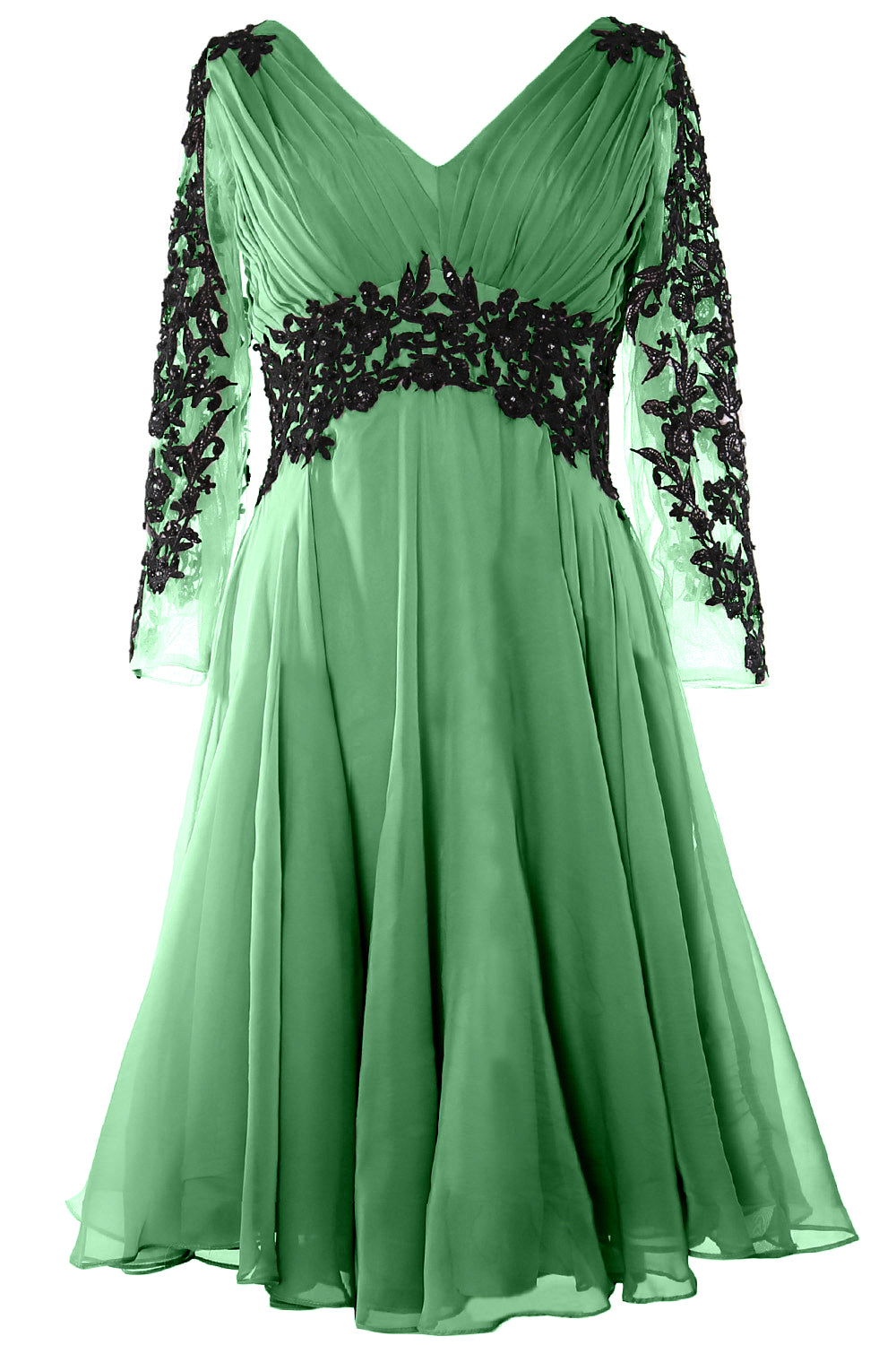 Vestido de noche formal para mujer de MACloth, escote en V, manga larga, vestido para madre de la novia