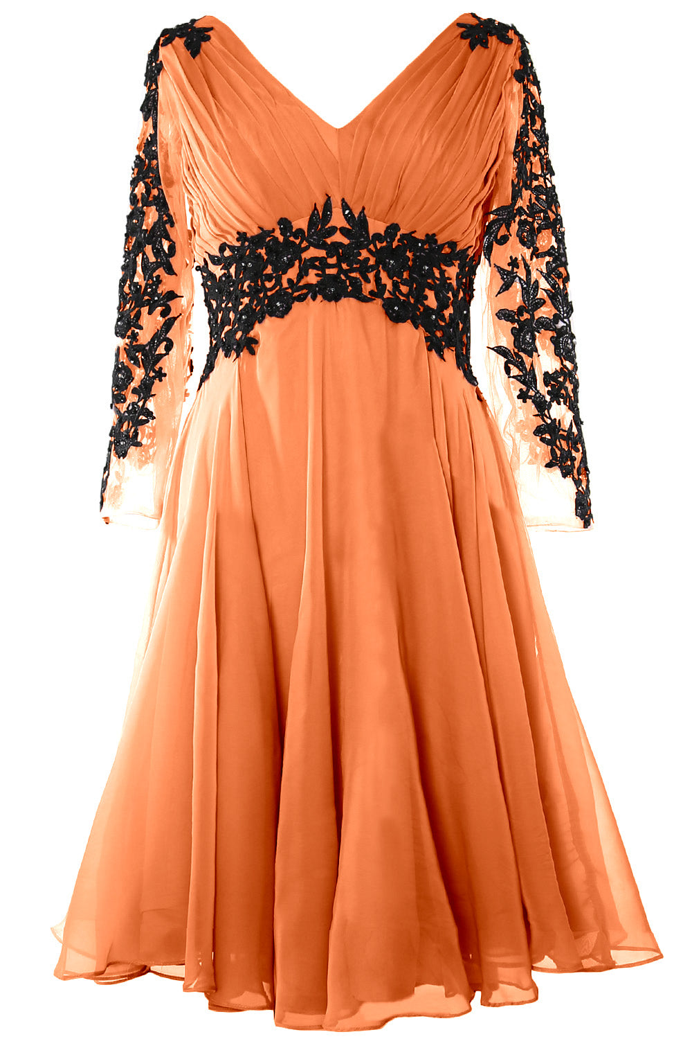 Vestido de noche formal para mujer de MACloth, escote en V, manga larga, vestido para madre de la novia