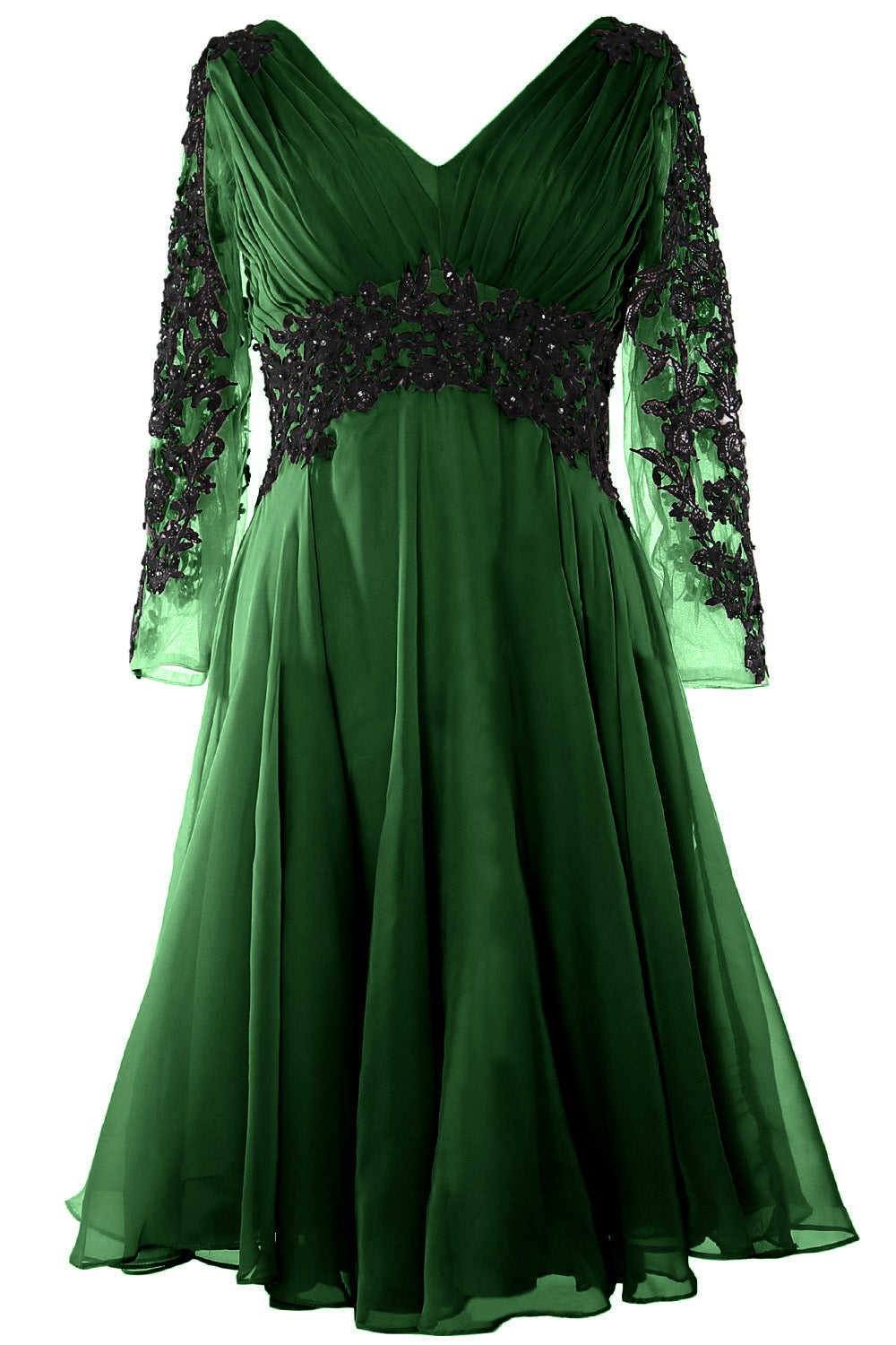 Vestido de noche formal para mujer de MACloth, escote en V, manga larga, vestido para madre de la novia