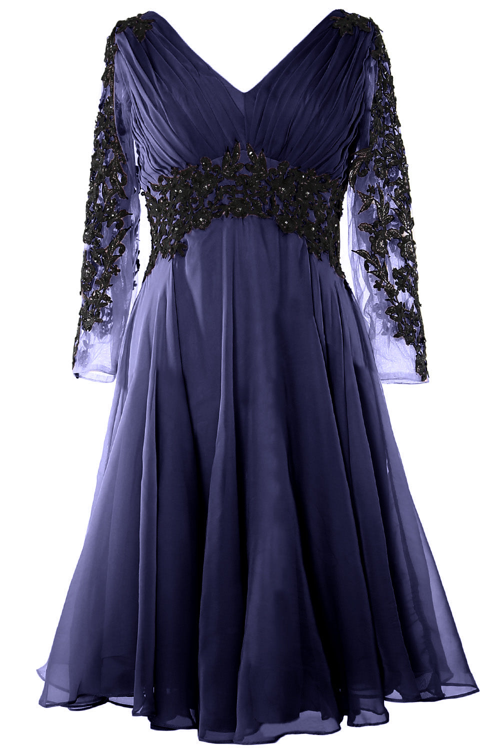 Vestido de noche formal para mujer de MACloth, escote en V, manga larga, vestido para madre de la novia