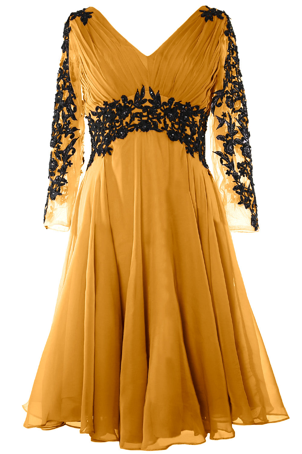 Vestido de noche formal para mujer de MACloth, escote en V, manga larga, vestido para madre de la novia