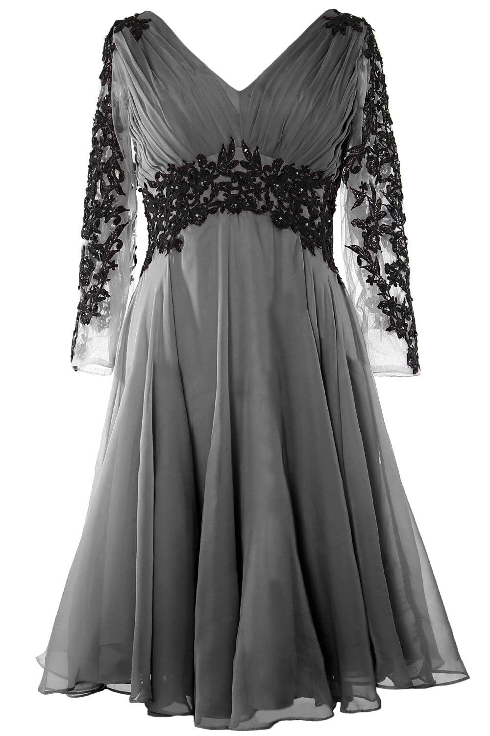 Vestido de noche formal para mujer de MACloth, escote en V, manga larga, vestido para madre de la novia