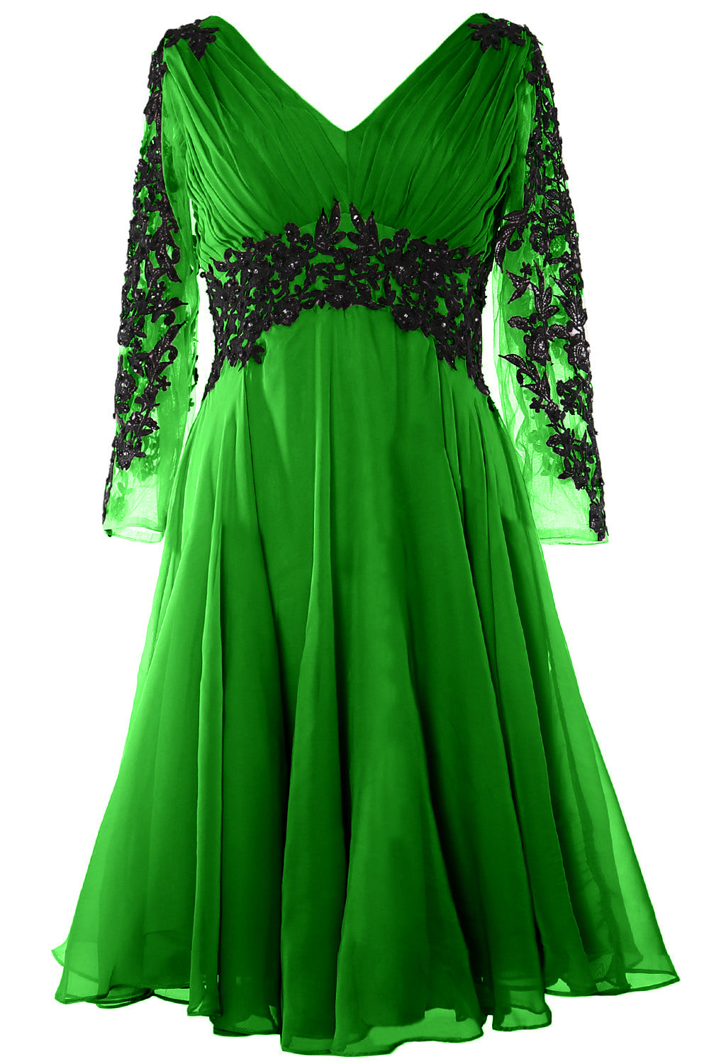 Vestido de noche formal para mujer de MACloth, escote en V, manga larga, vestido para madre de la novia