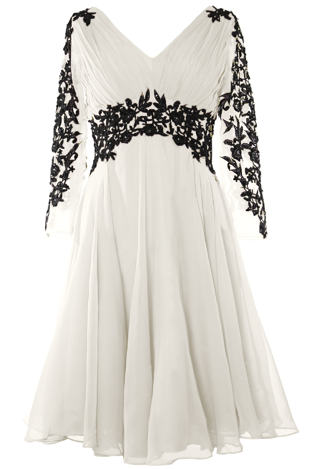 Vestido de noche formal para mujer de MACloth, escote en V, manga larga, vestido para madre de la novia