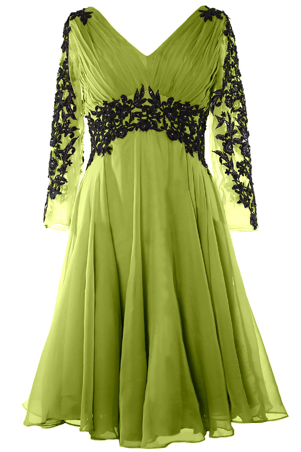 Vestido de noche formal para mujer de MACloth, escote en V, manga larga, vestido para madre de la novia