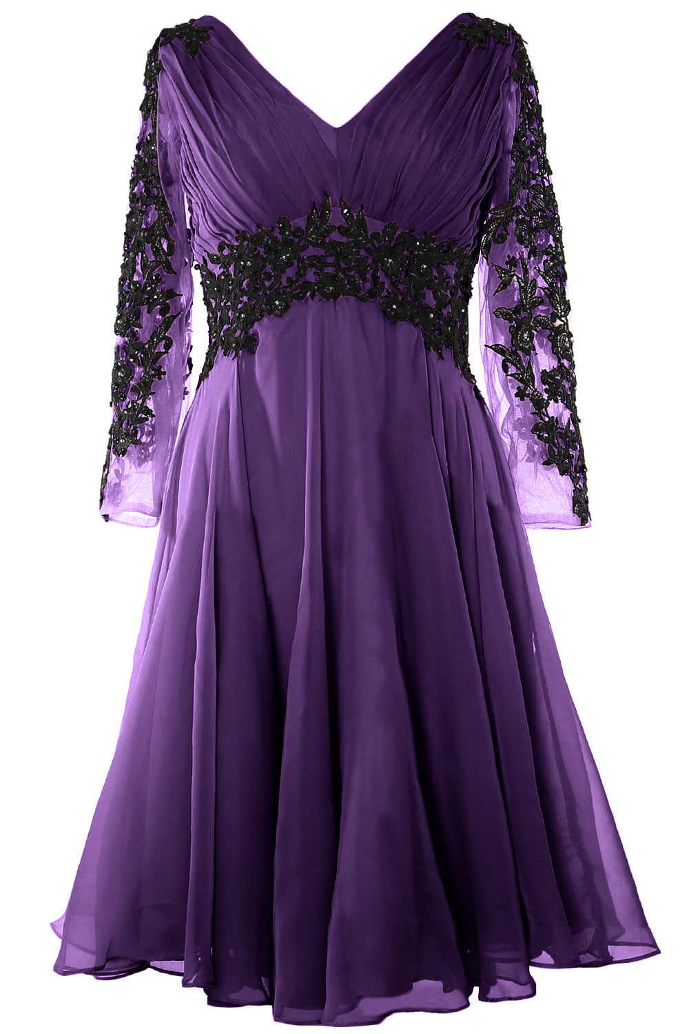 Vestido de noche formal para mujer de MACloth, escote en V, manga larga, vestido para madre de la novia