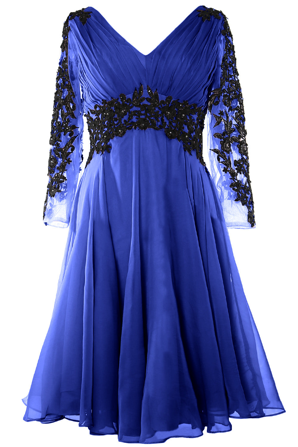 Vestido de noche formal para mujer de MACloth, escote en V, manga larga, vestido para madre de la novia