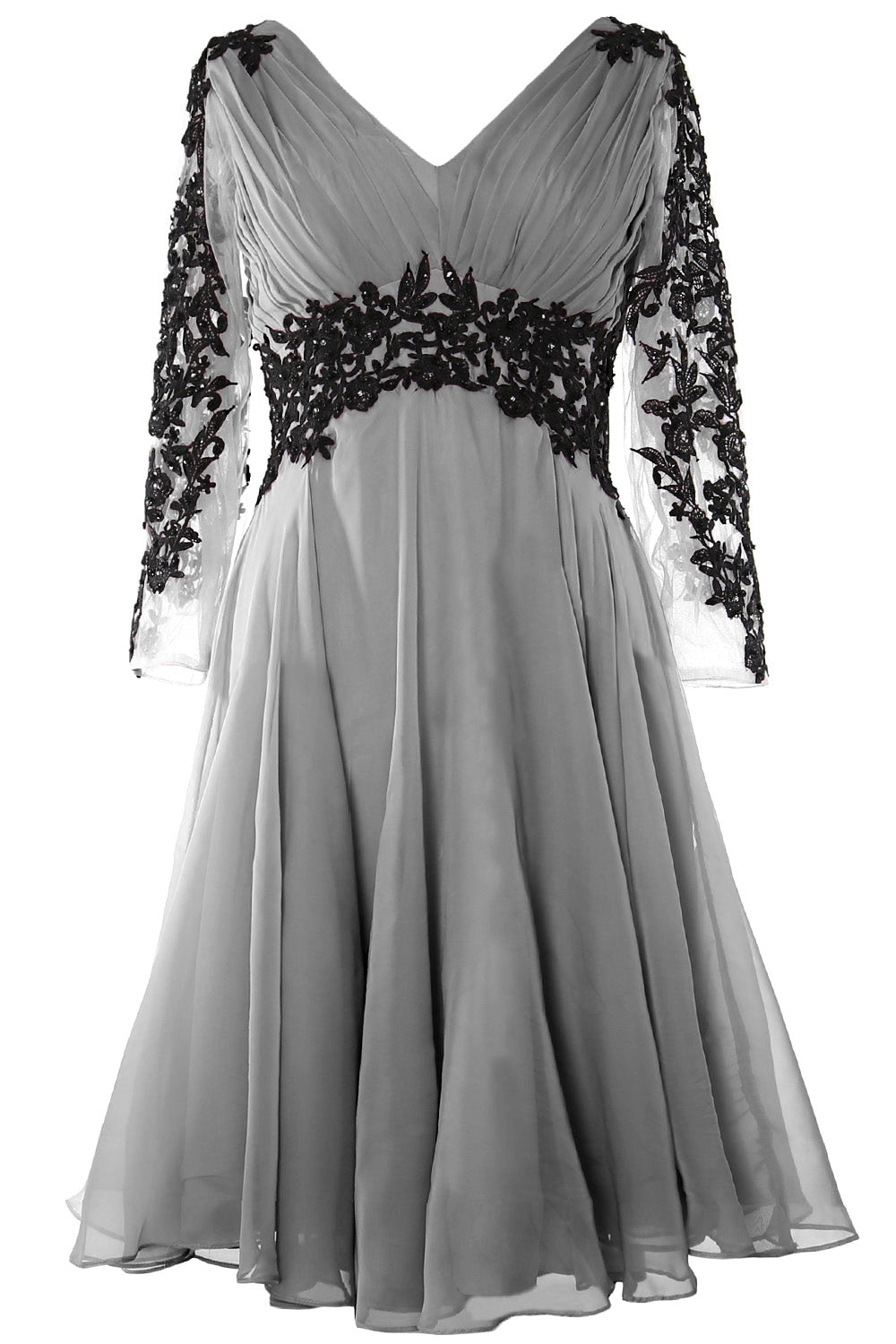 Vestido de noche formal para mujer de MACloth, escote en V, manga larga, vestido para madre de la novia