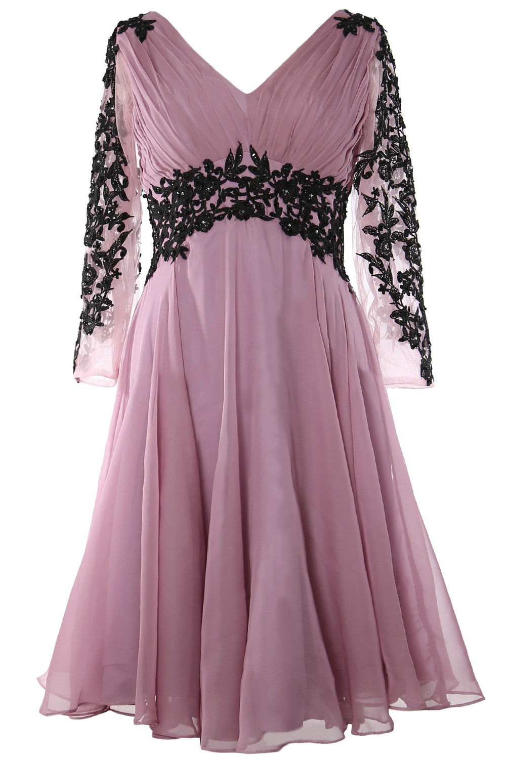 Vestido de noche formal para mujer de MACloth, escote en V, manga larga, vestido para madre de la novia