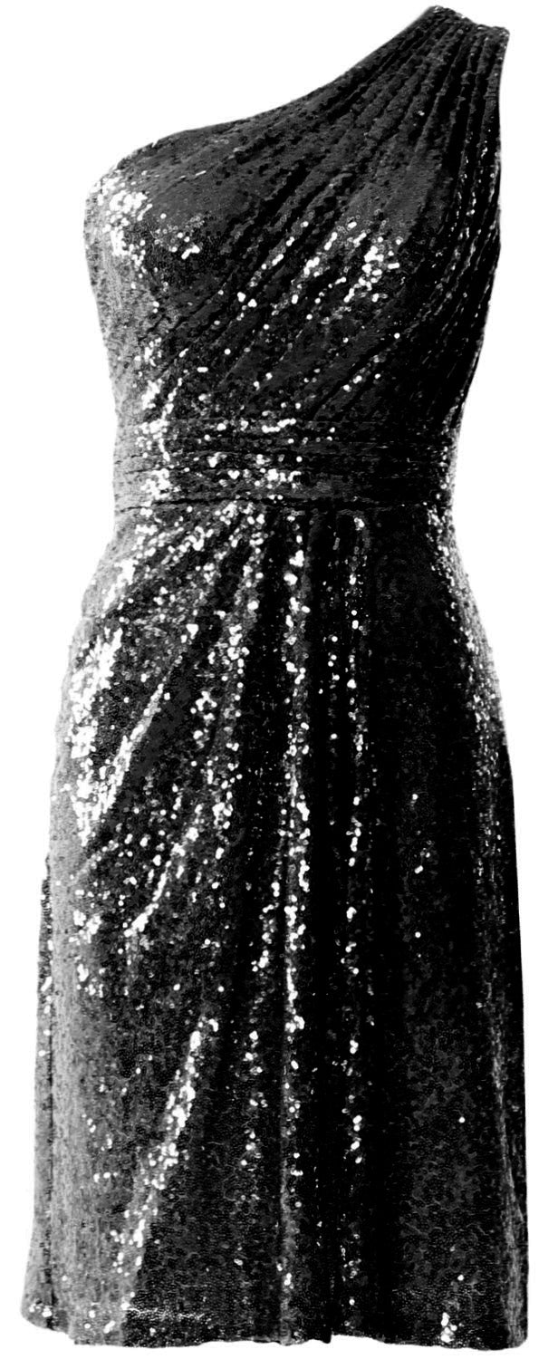 MACloth Women One Shoulder Sequin Cocktail Dress Short Bridesmaid Fomral Gown