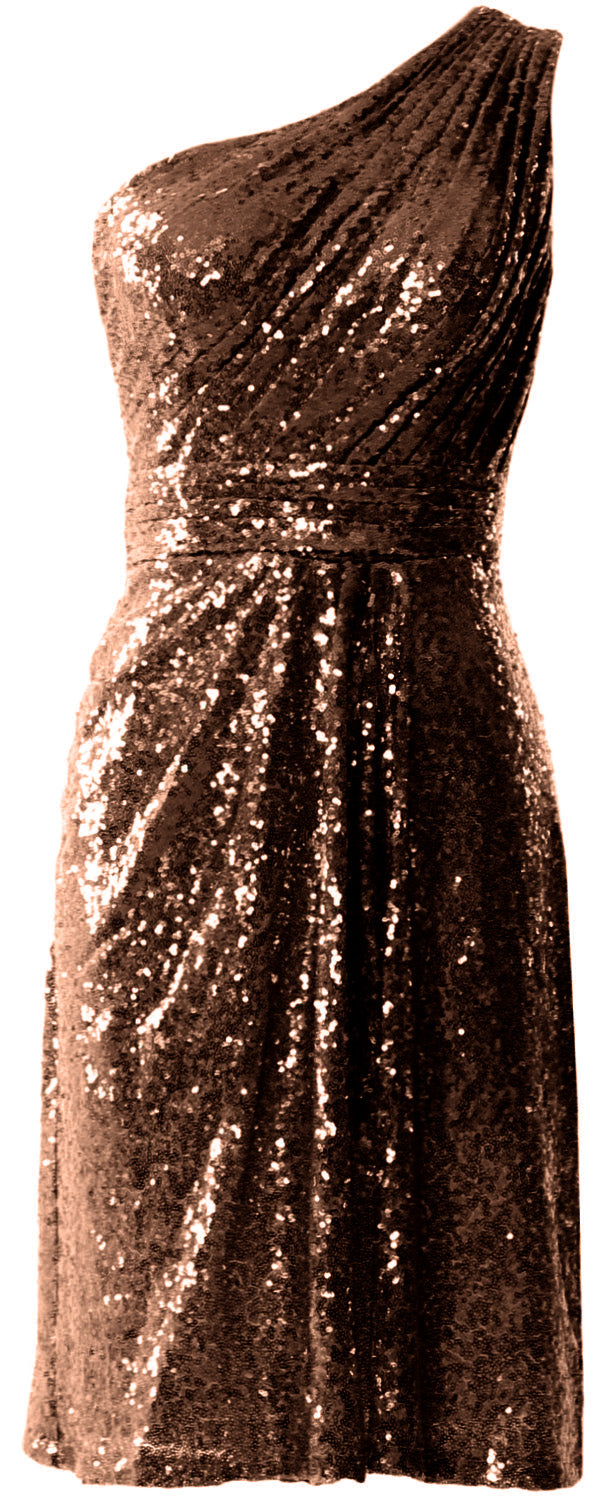 MACloth Women One Shoulder Sequin Cocktail Dress Short Bridesmaid Fomral Gown
