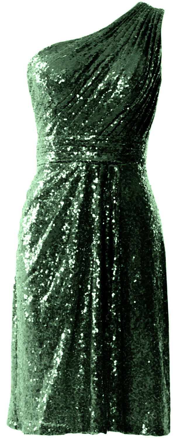 MACloth Women One Shoulder Sequin Cocktail Dress Short Bridesmaid Fomral Gown