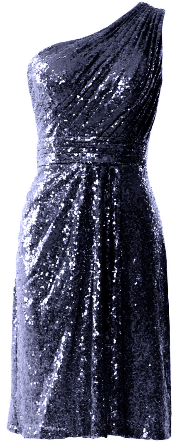 MACloth Women One Shoulder Sequin Cocktail Dress Short Bridesmaid Fomral Gown