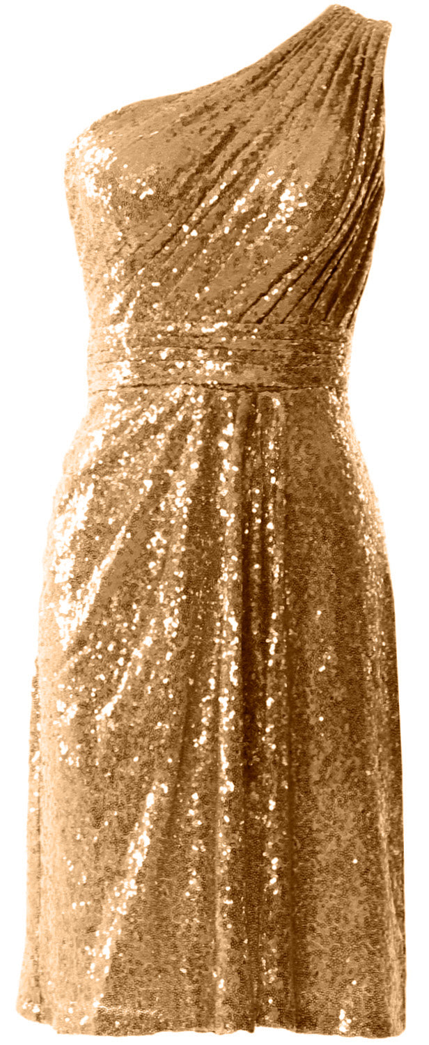 MACloth Women One Shoulder Sequin Cocktail Dress Short Bridesmaid Fomral Gown
