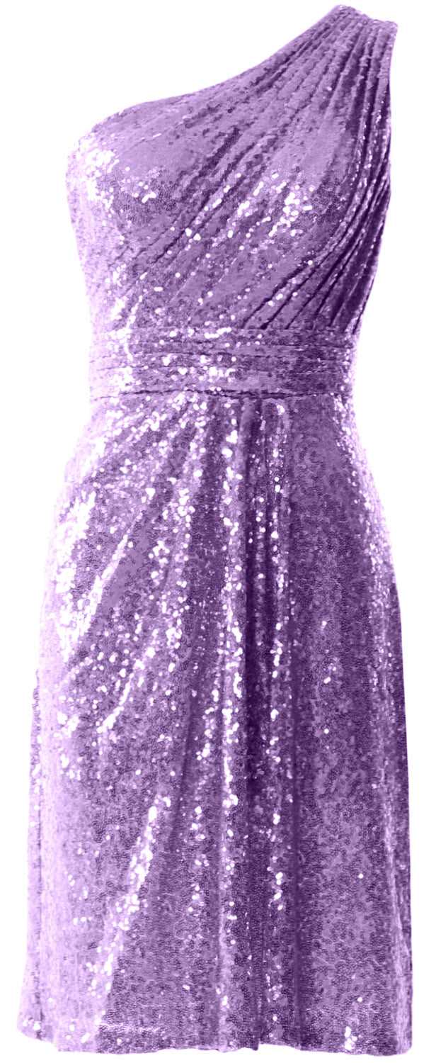 MACloth Women One Shoulder Sequin Cocktail Dress Short Bridesmaid Fomral Gown