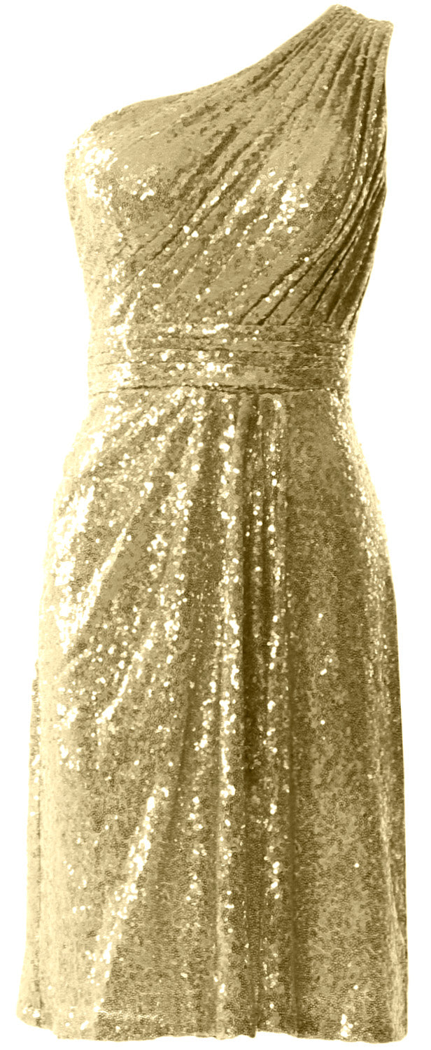 MACloth Women One Shoulder Sequin Cocktail Dress Short Bridesmaid Fomral Gown