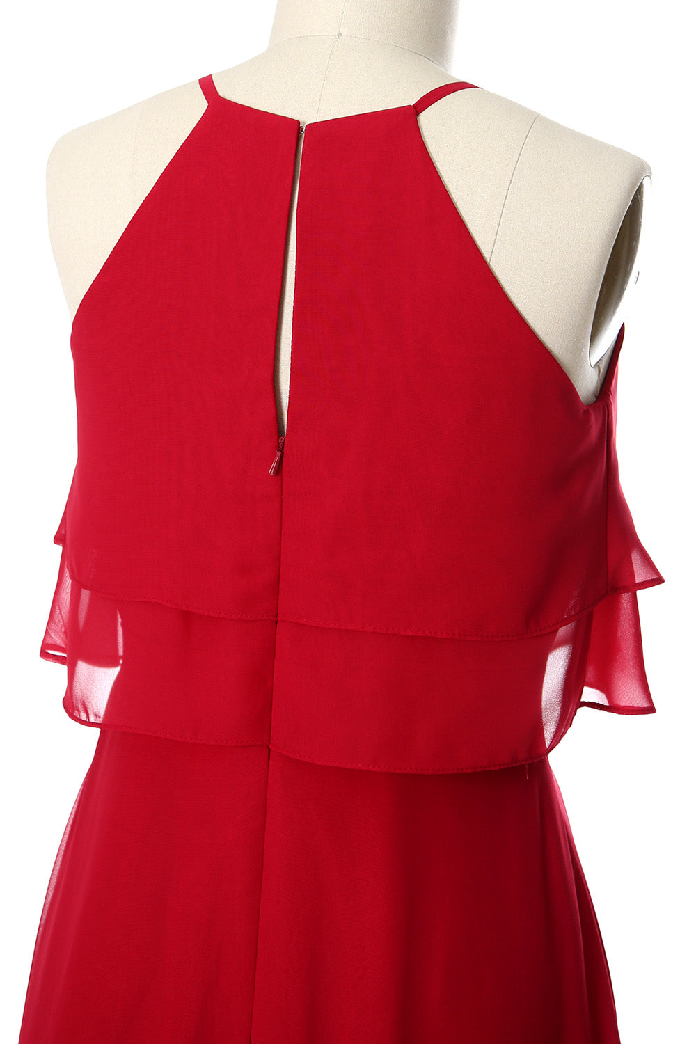 Vestido de dama de honor corto de gasa con capas de MACloth, vestido de cóctel con cuello halter, vestido de fiesta