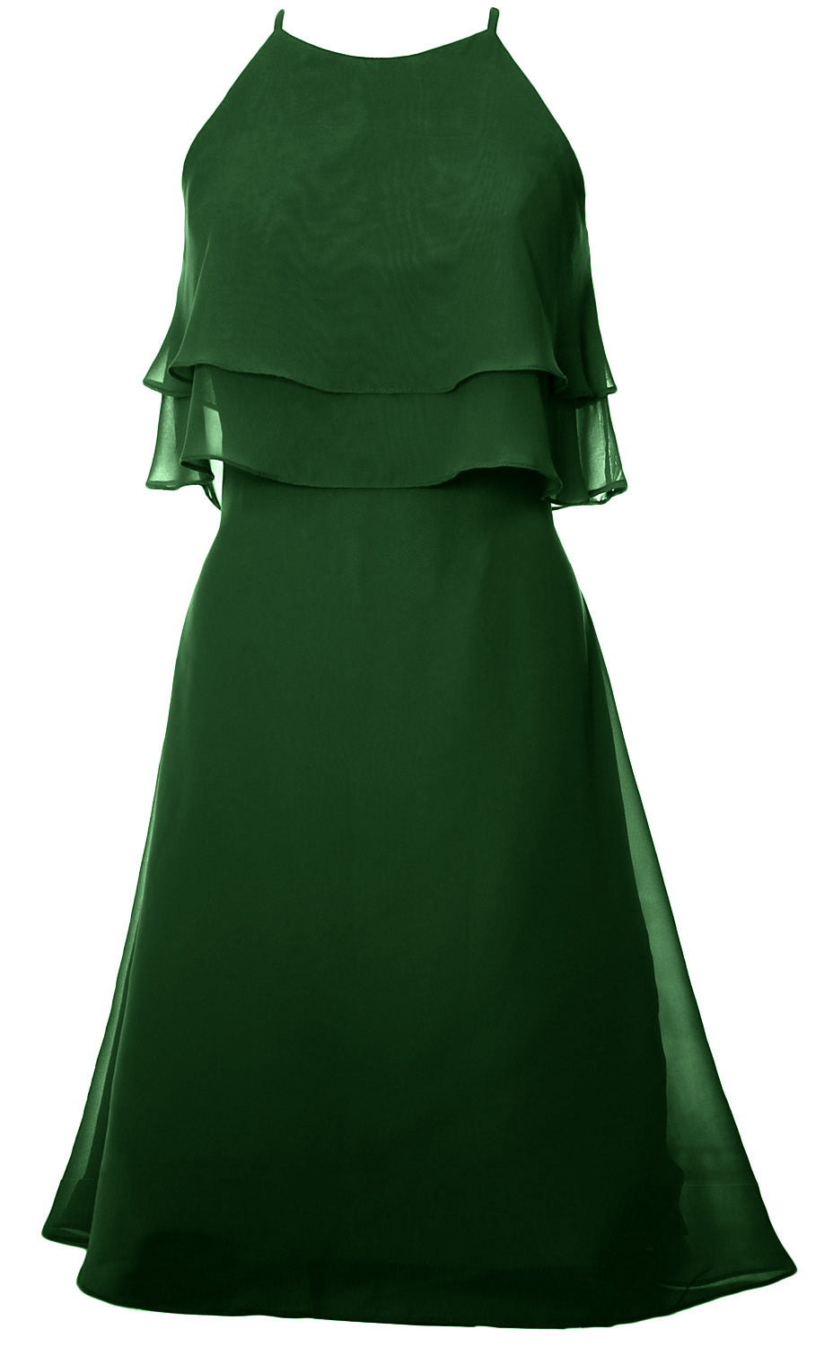 Vestido de dama de honor corto de gasa con capas de MACloth, vestido de cóctel con cuello halter, vestido de fiesta