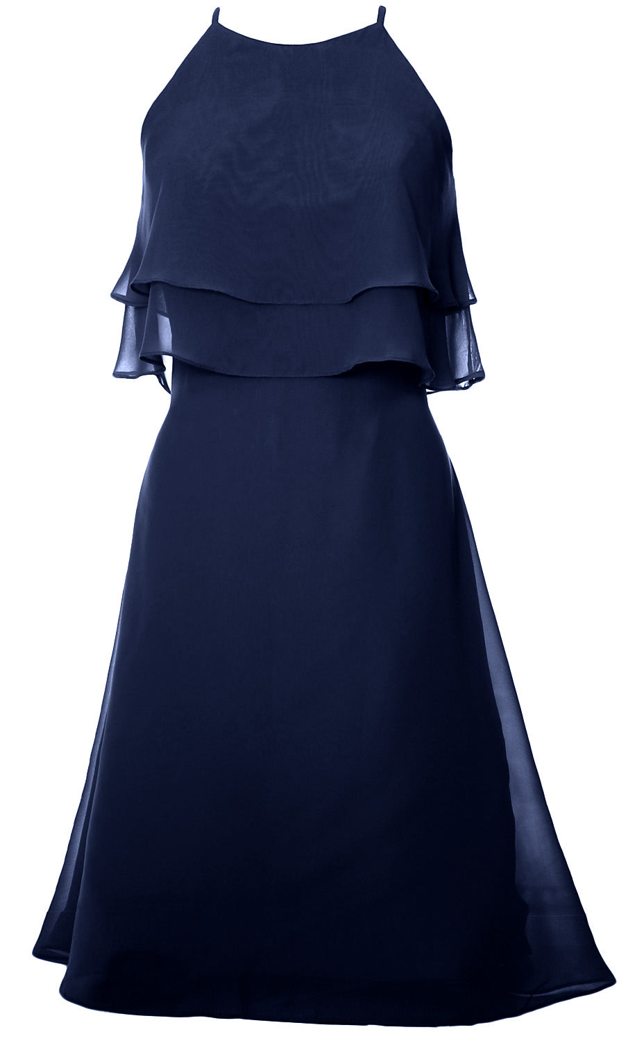 Vestido de dama de honor corto de gasa con capas de MACloth, vestido de cóctel con cuello halter, vestido de fiesta