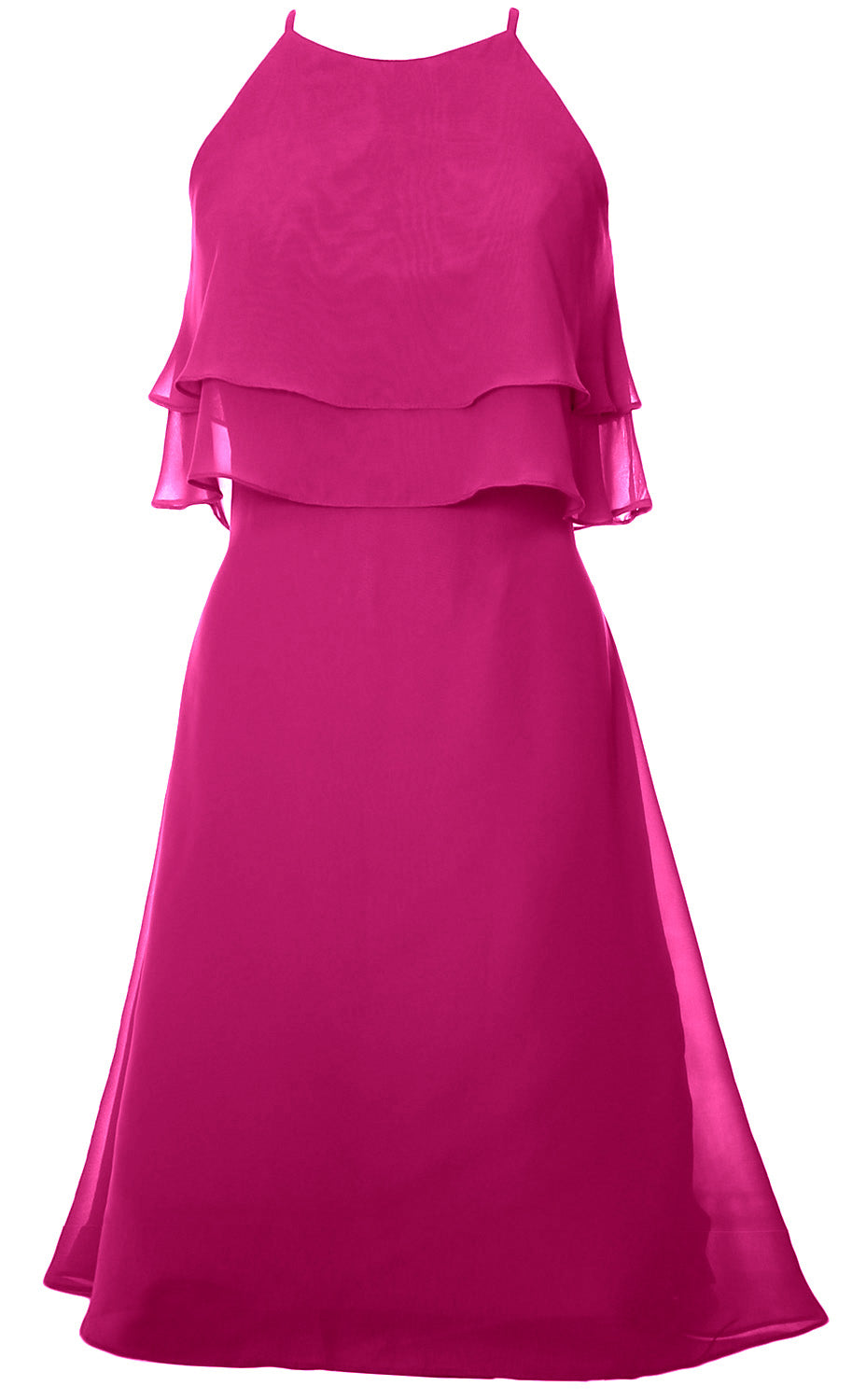 Vestido de dama de honor corto de gasa con capas de MACloth, vestido de cóctel con cuello halter, vestido de fiesta