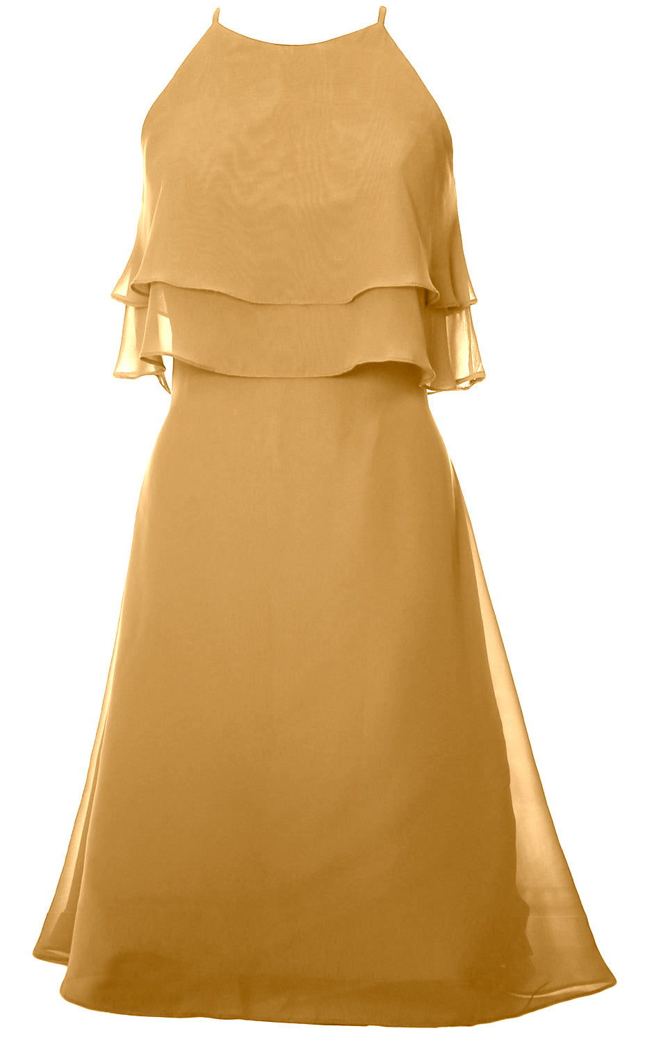 Vestido de dama de honor corto de gasa con capas de MACloth, vestido de cóctel con cuello halter, vestido de fiesta