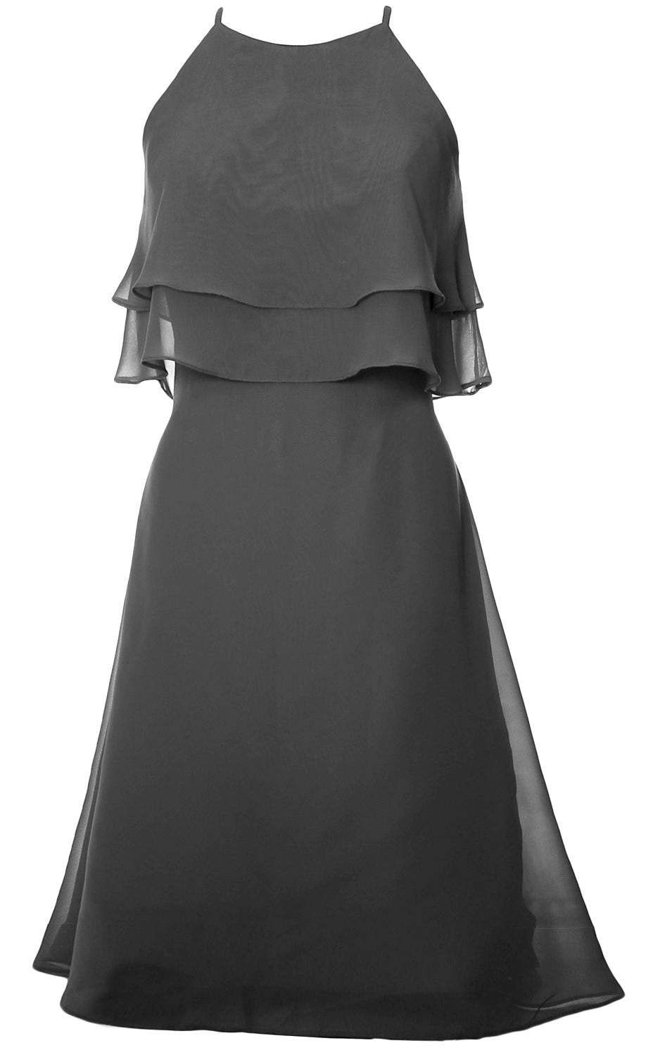 Vestido de dama de honor corto de gasa con capas de MACloth, vestido de cóctel con cuello halter, vestido de fiesta