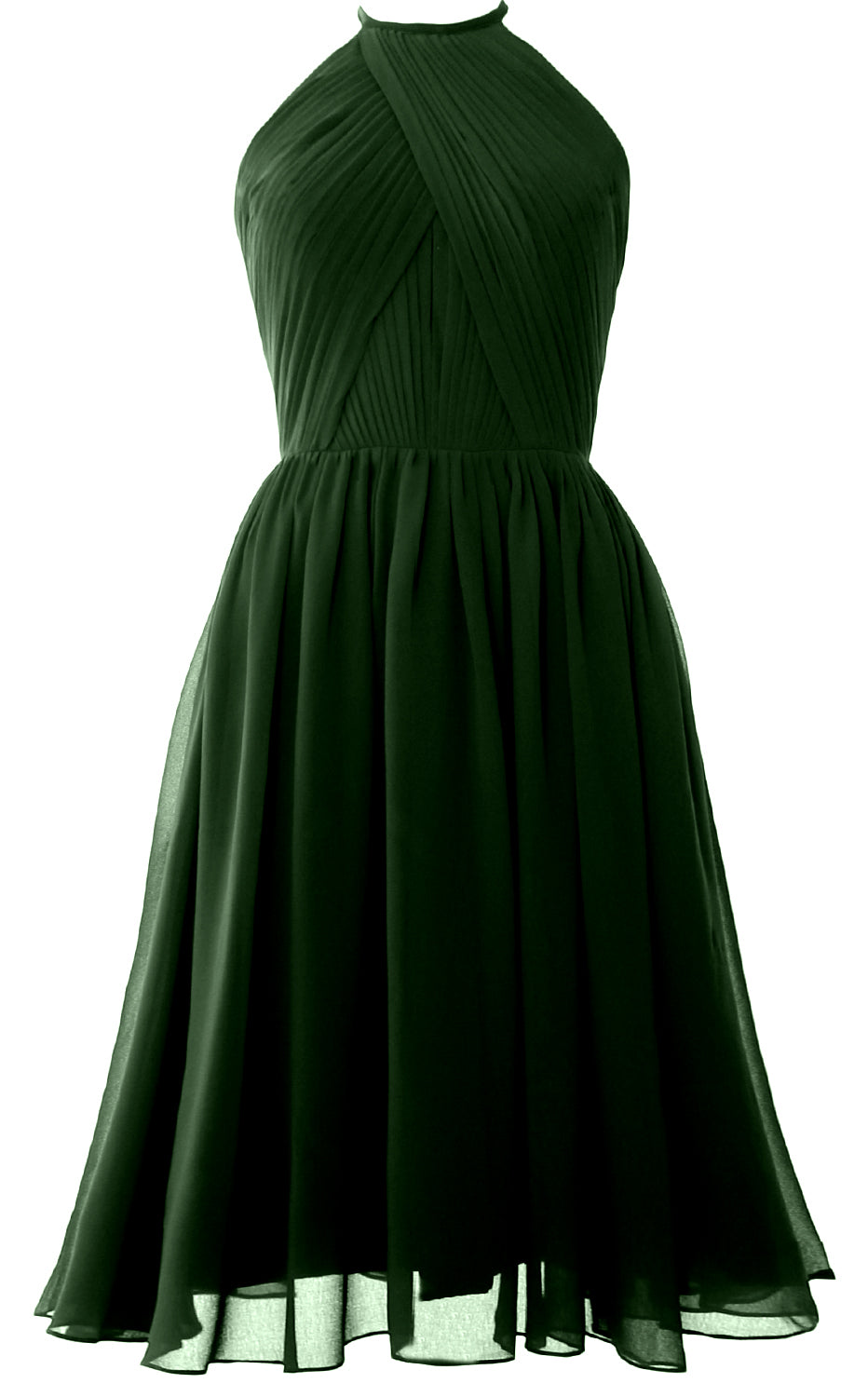 MACloth Women Halter Chiffon Cocktail Dress Short Bridesmaid Gown with Open Back