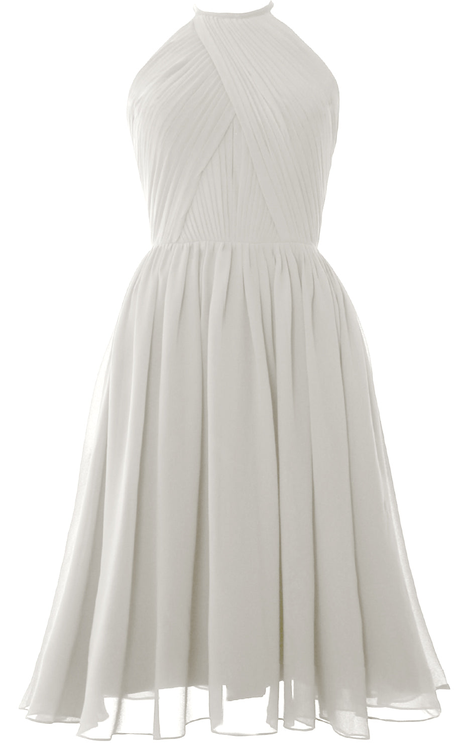 MACloth Women Halter Chiffon Cocktail Dress Short Bridesmaid Gown with Open Back